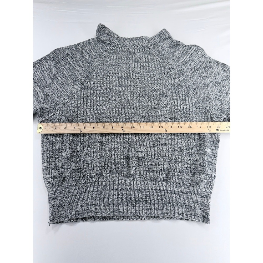 Free People Grey Marled Mock Neck Cropped Knit Sweater Womens Medium OB534960 - Picture 3 of 4